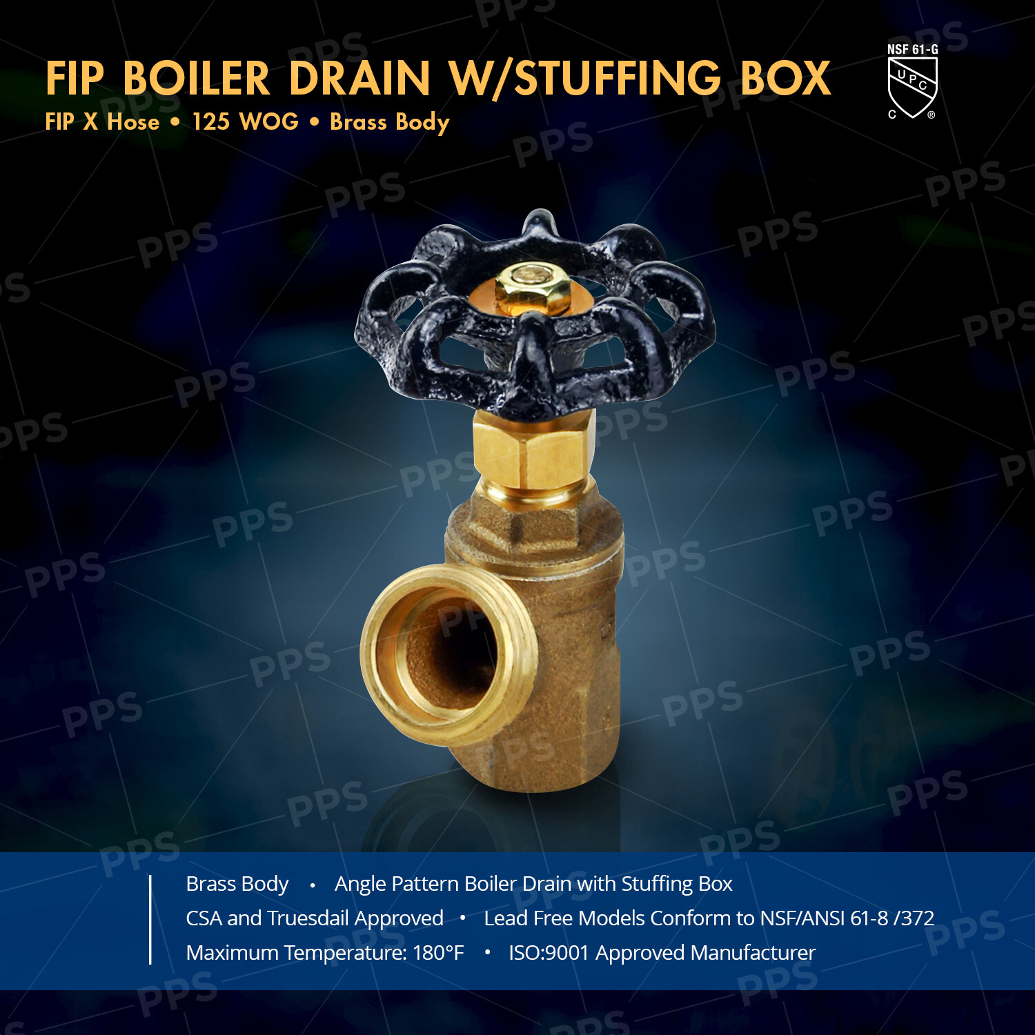 Midline Valve Boiler Drain Valve with Stuffing Box 1/2″in FIP x 3/4″in MHT Brass