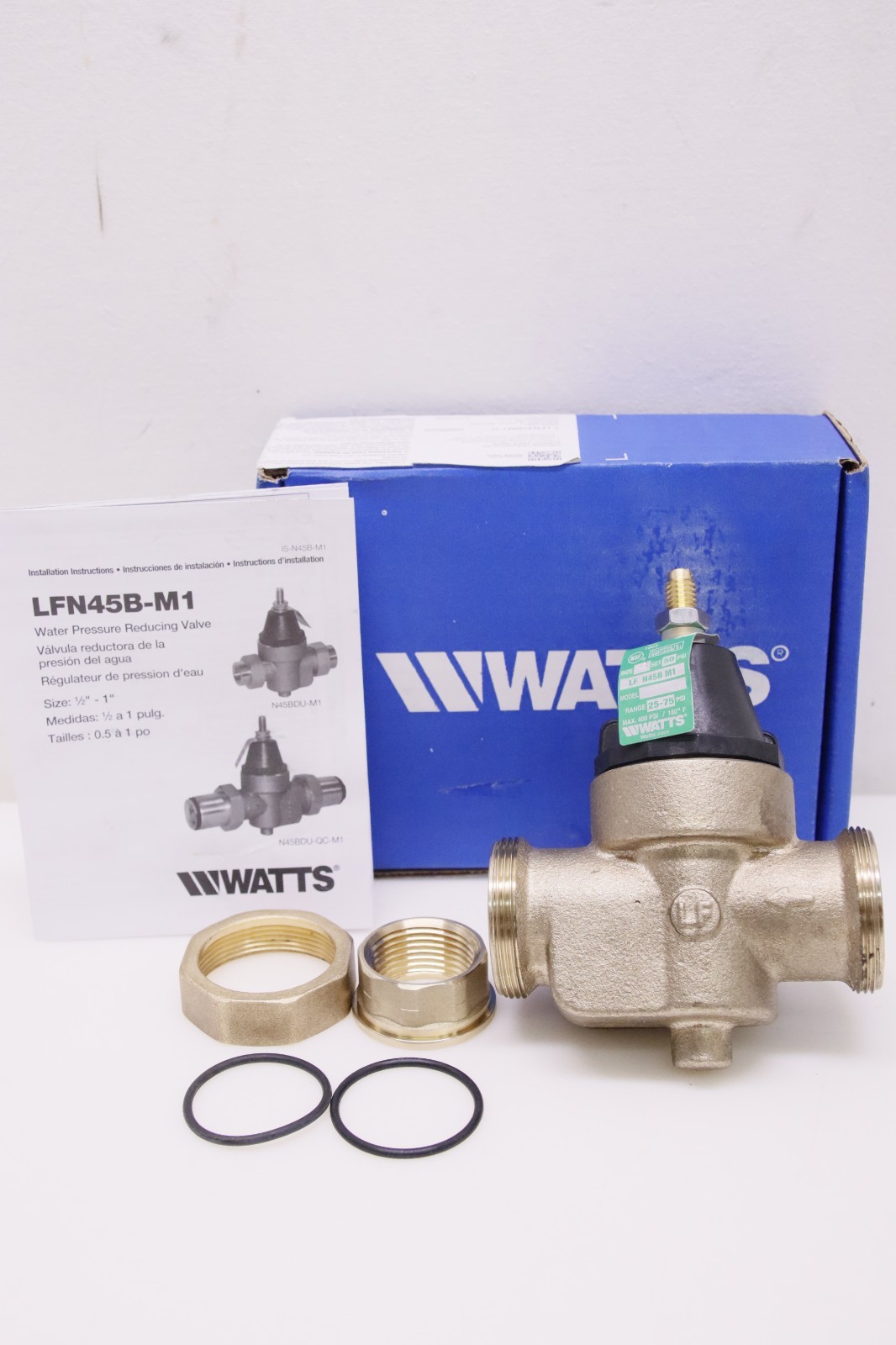 Watts 1 in. Lead-Free Brass FPT x FPT Water Pressure Reducing Valve LFN45BUM1