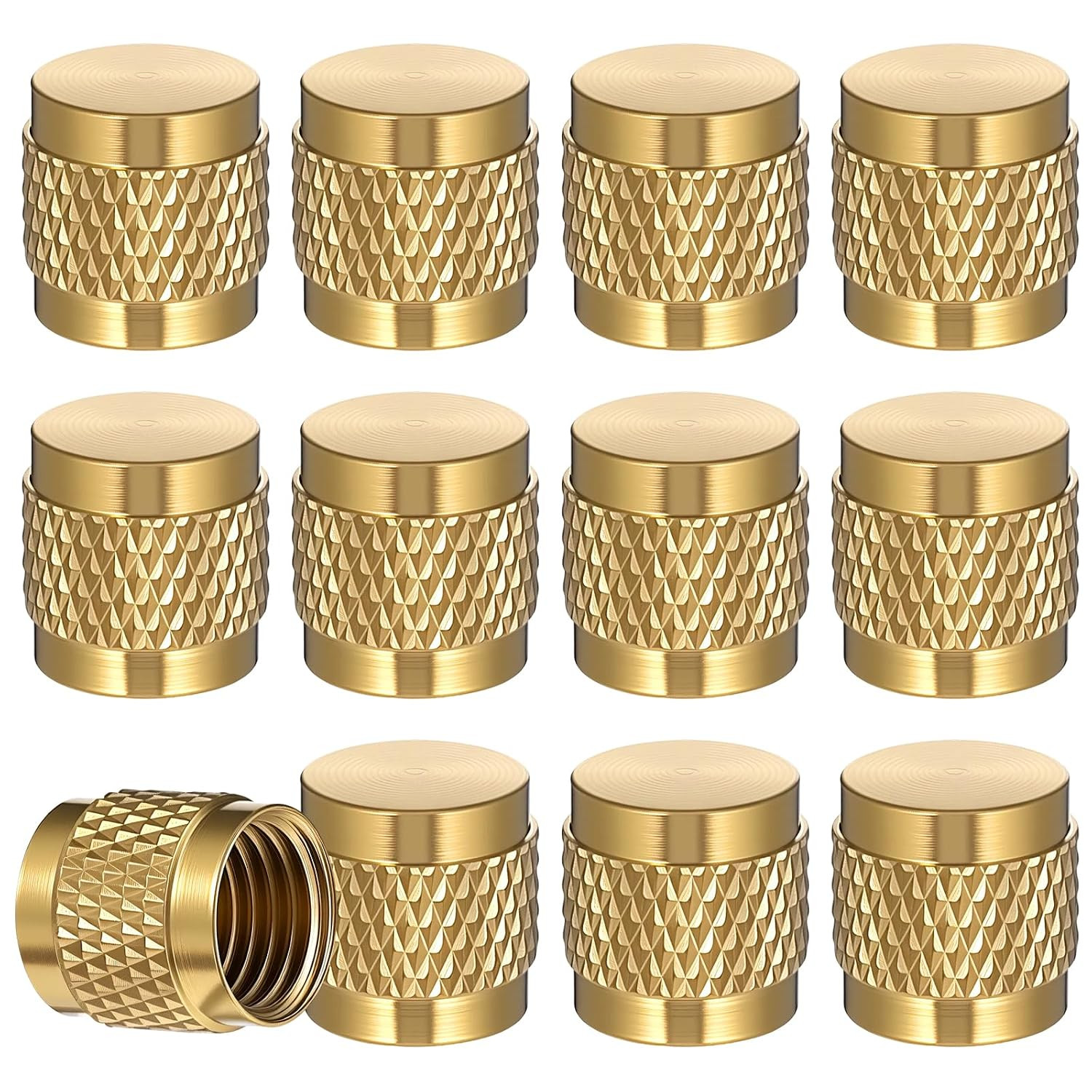 10pack 1/4” Flare Cap, Round Brass Refrigerant Locking Caps, HVAC Locking Caps,