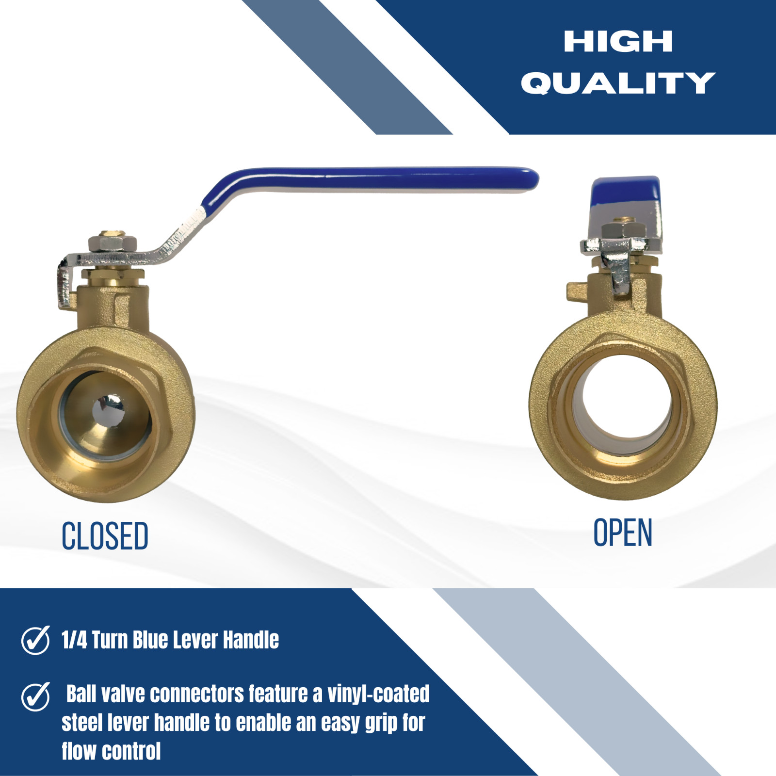 5 PCS. 1/2″ Sweat Ball Valve, Full Port, Lead Free Brass, 600 PSI Water Oil Gas