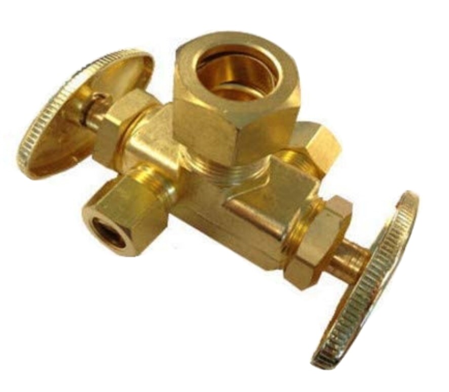 PROFLO PFXDC322R 5/8″ X 3/8″ X 3/8″ Multi Turn Dual Handle Angle Supply Stop