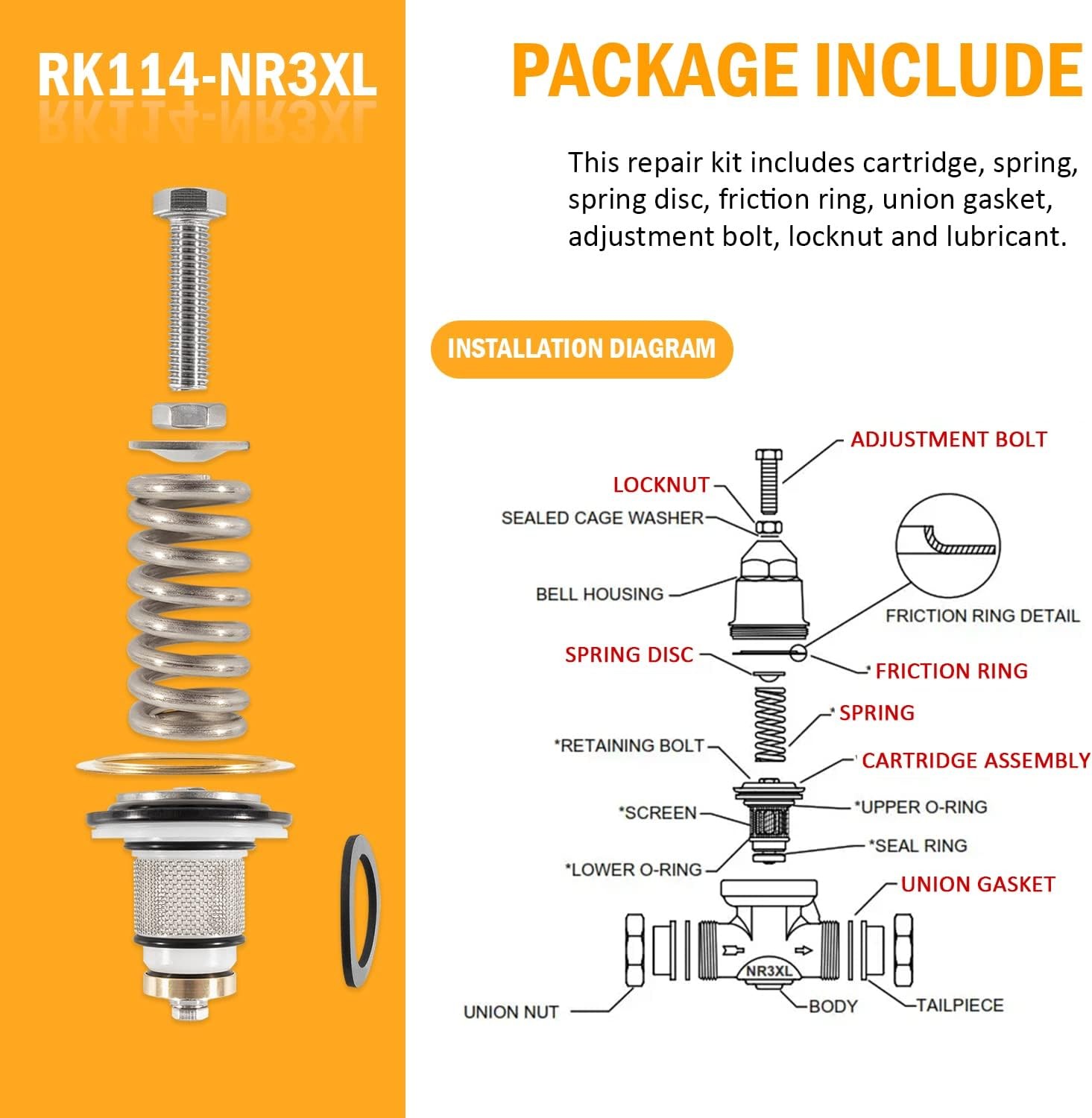 RK114-NR3XL Pressure Reducing Valve Repair Kit for 1-1/4” Models NR3 and NR3XL