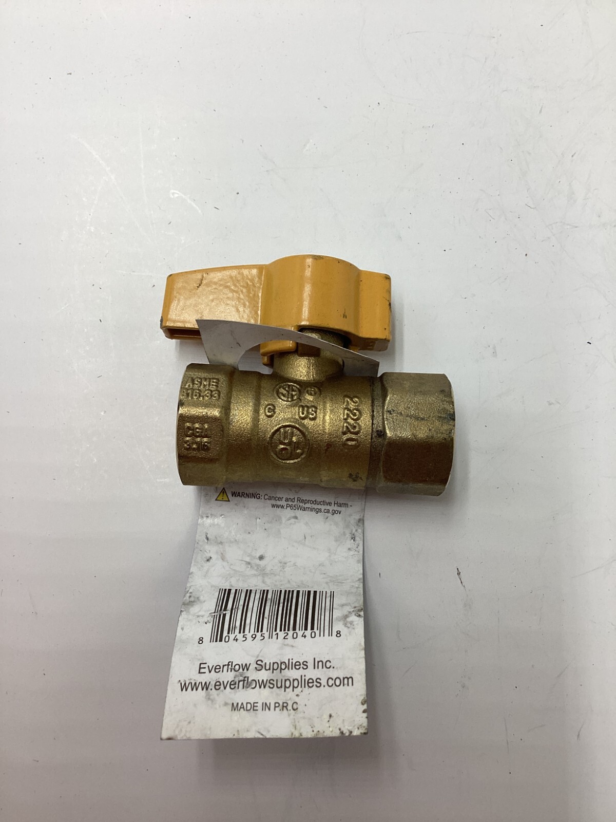 Everflow Midline 1/2″ Premium Brass Gas Ball Valve, with Yellow Aluminum Alloy