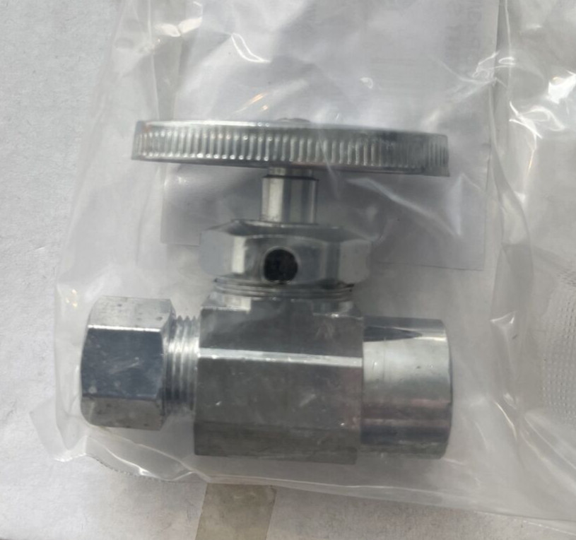 Speedy Valve 1/2 Copper x 3/8 in.COMP Chrom -Shut-Off Valve -Straight- 10 PK