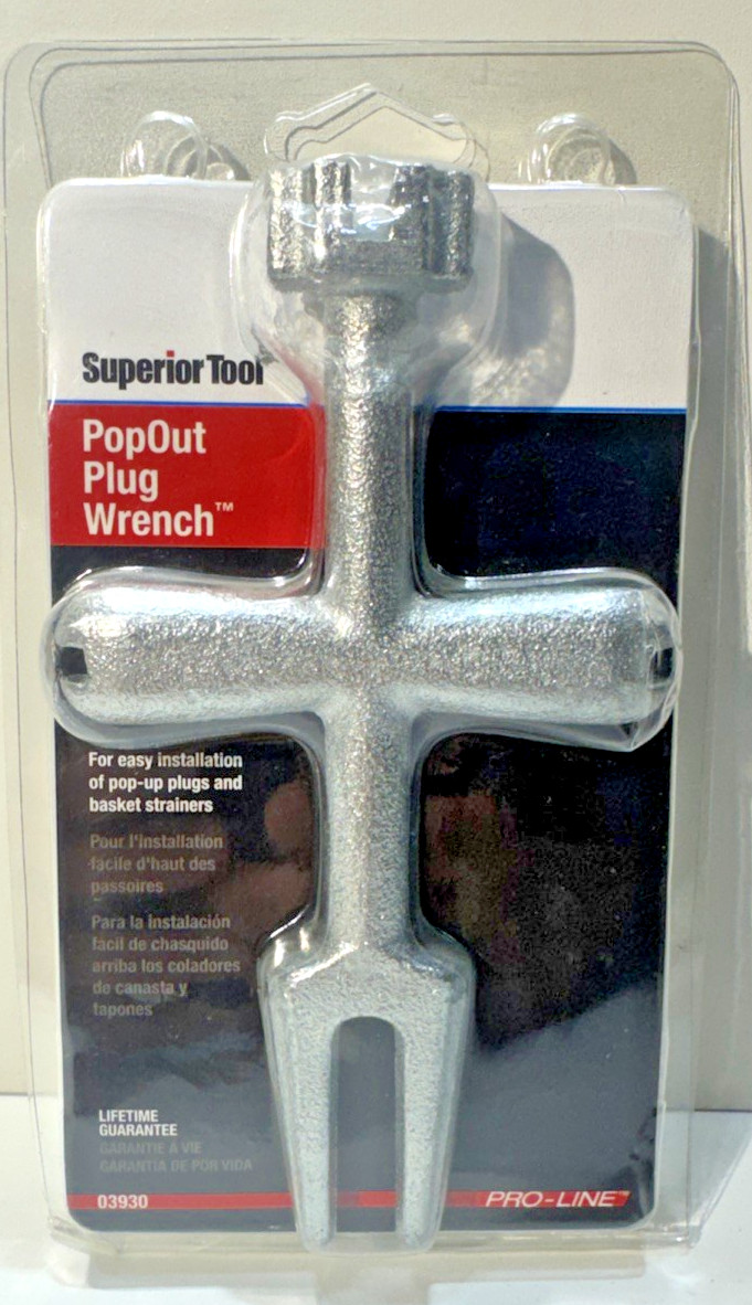 4 Way PO Plug Bath Tub Drain Wrench Remove Install Strainer Spud 4 in 1 Tool