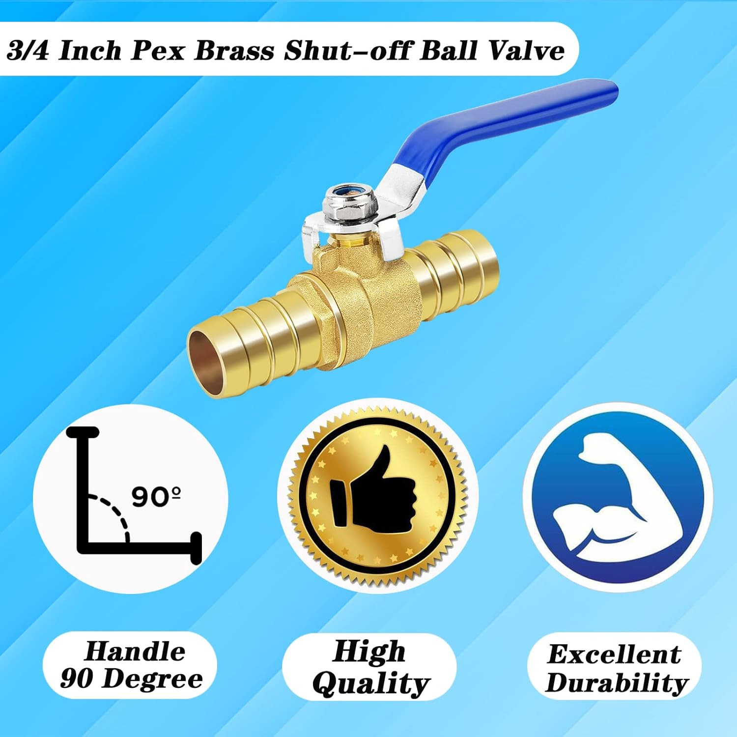 Brass Hose Barb Ball Valve Kit-1Pcs 3/4” Heater Hose Shut off Valve with Stainl
