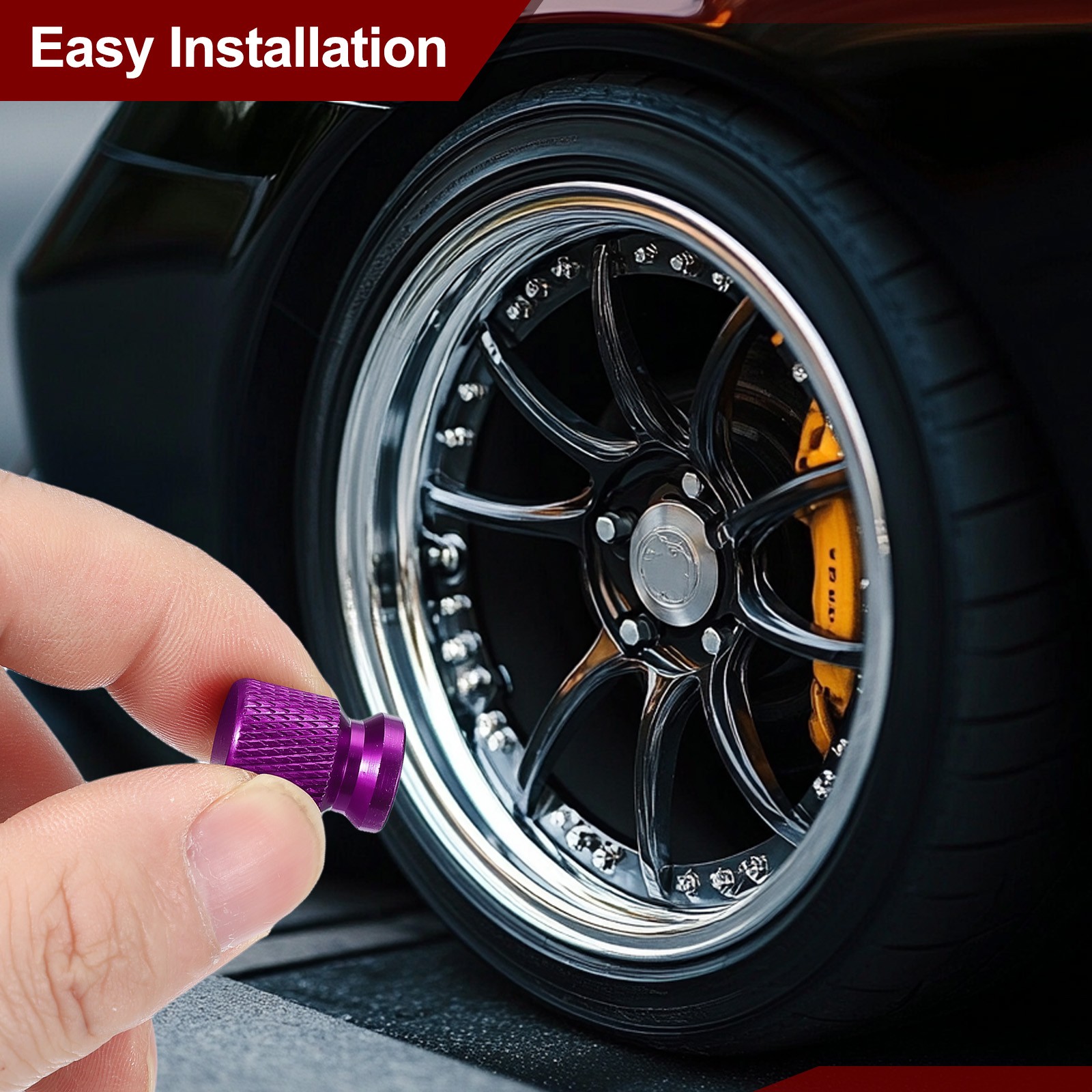 4 Pcs Aluminum Tire Valve Stem Caps Vehicle Car Tire Valve Air Cap Covers Purple