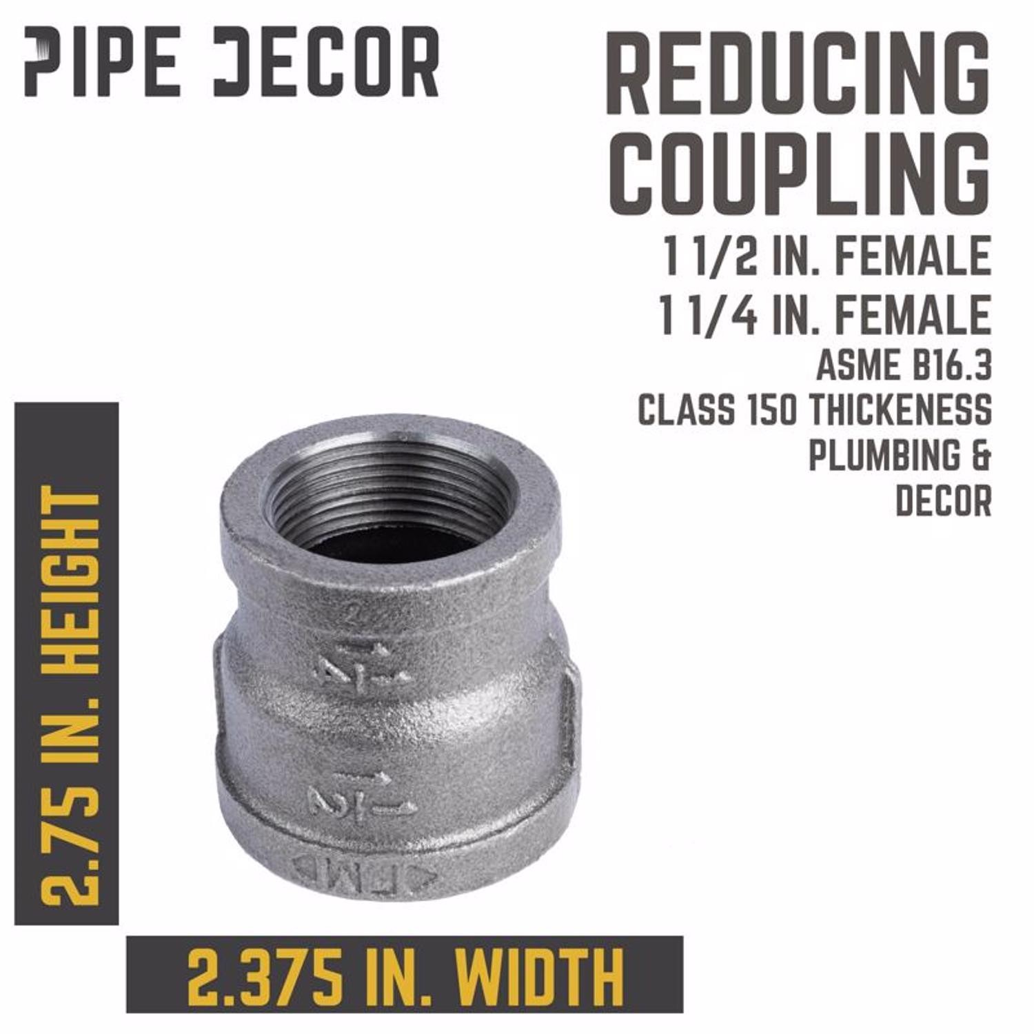 BK Products 521-376HN Black Malleable Iron Reducing Coupling 1-1/2 FIP x 1/4 in.