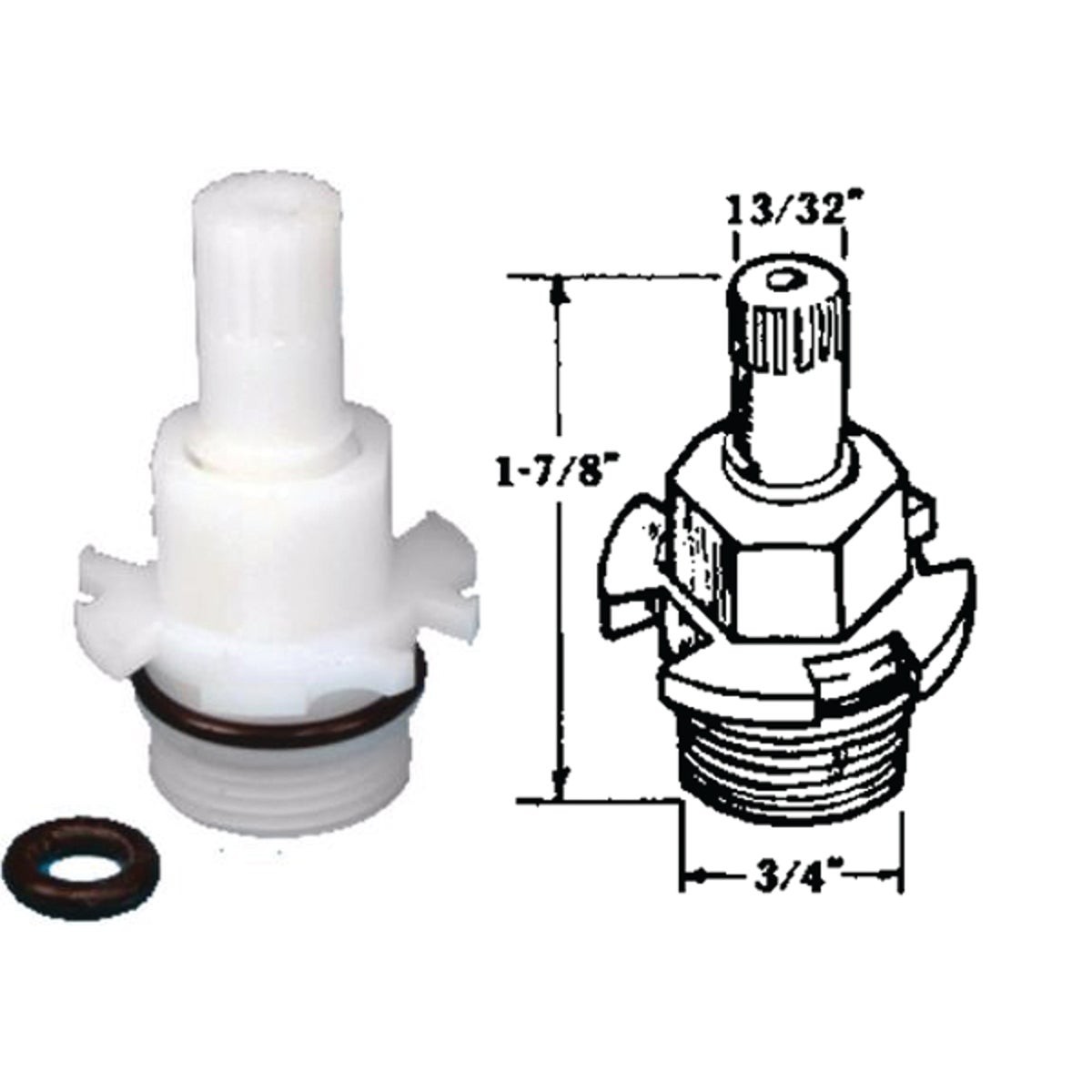 United States Hardware Hot/Cold Water Faucet Stem for Utopia Washerless Tub &