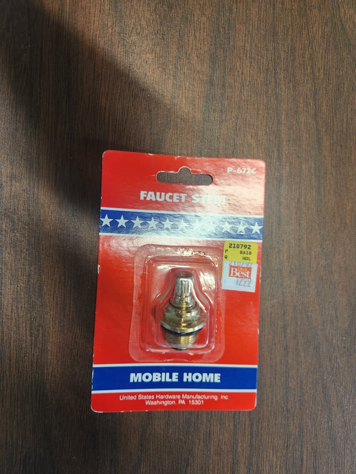 United States Hardware Cold Right Hand Bath Stem P-672C Brass