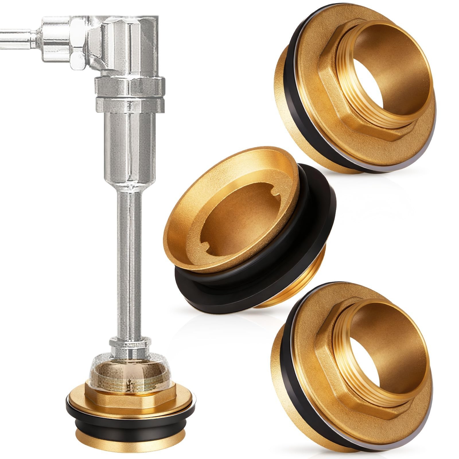 3 Pcs 2″ x 1.5″ Brass Closet Spud Flush Valve Parts for Toilet Urinal Repair Kit