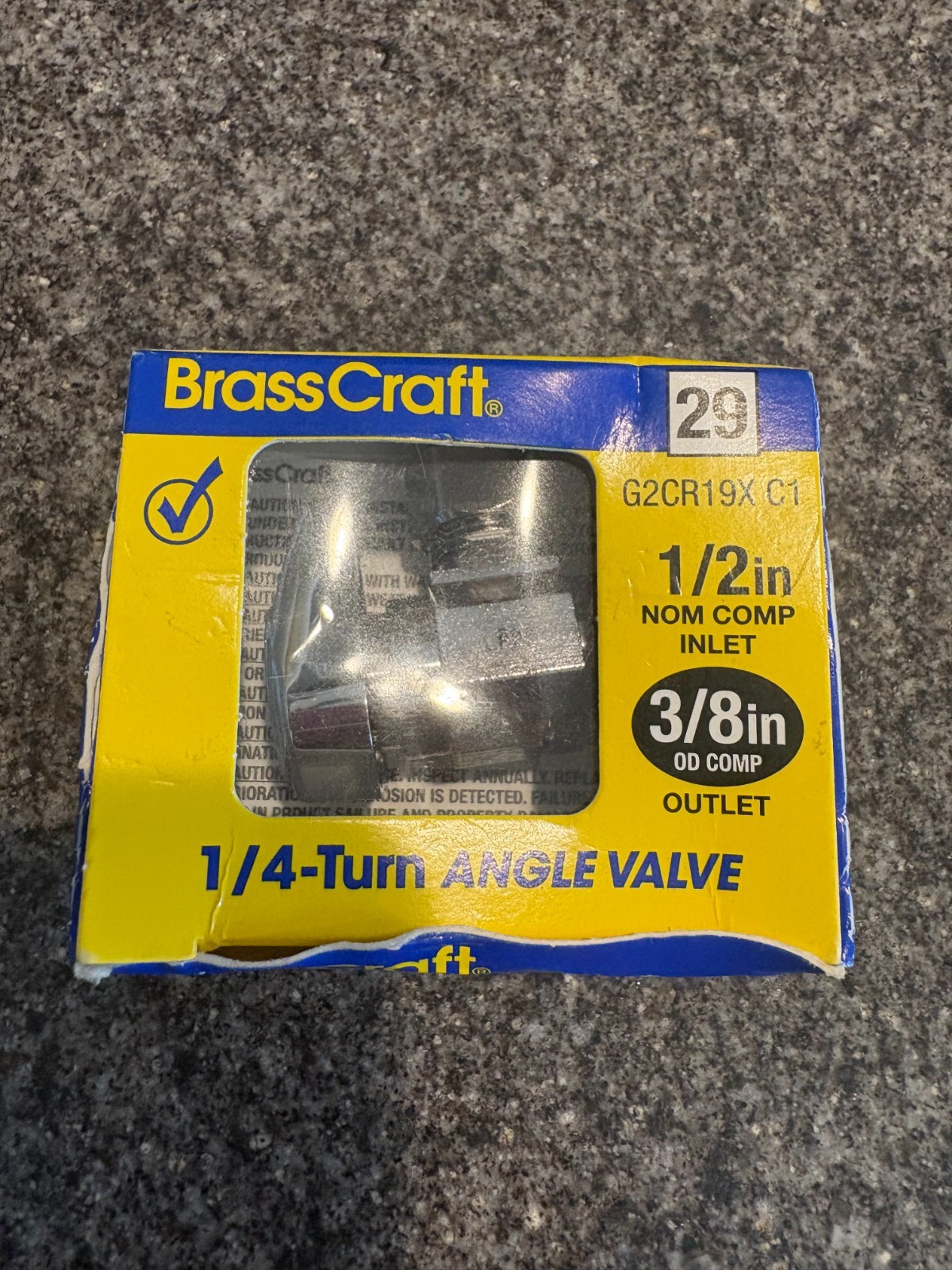 BrassCraft G2CR19X C1 1/2 in. NOM Comp Inlet x 3/8 in. OD 1/4 Turn Angle Valve