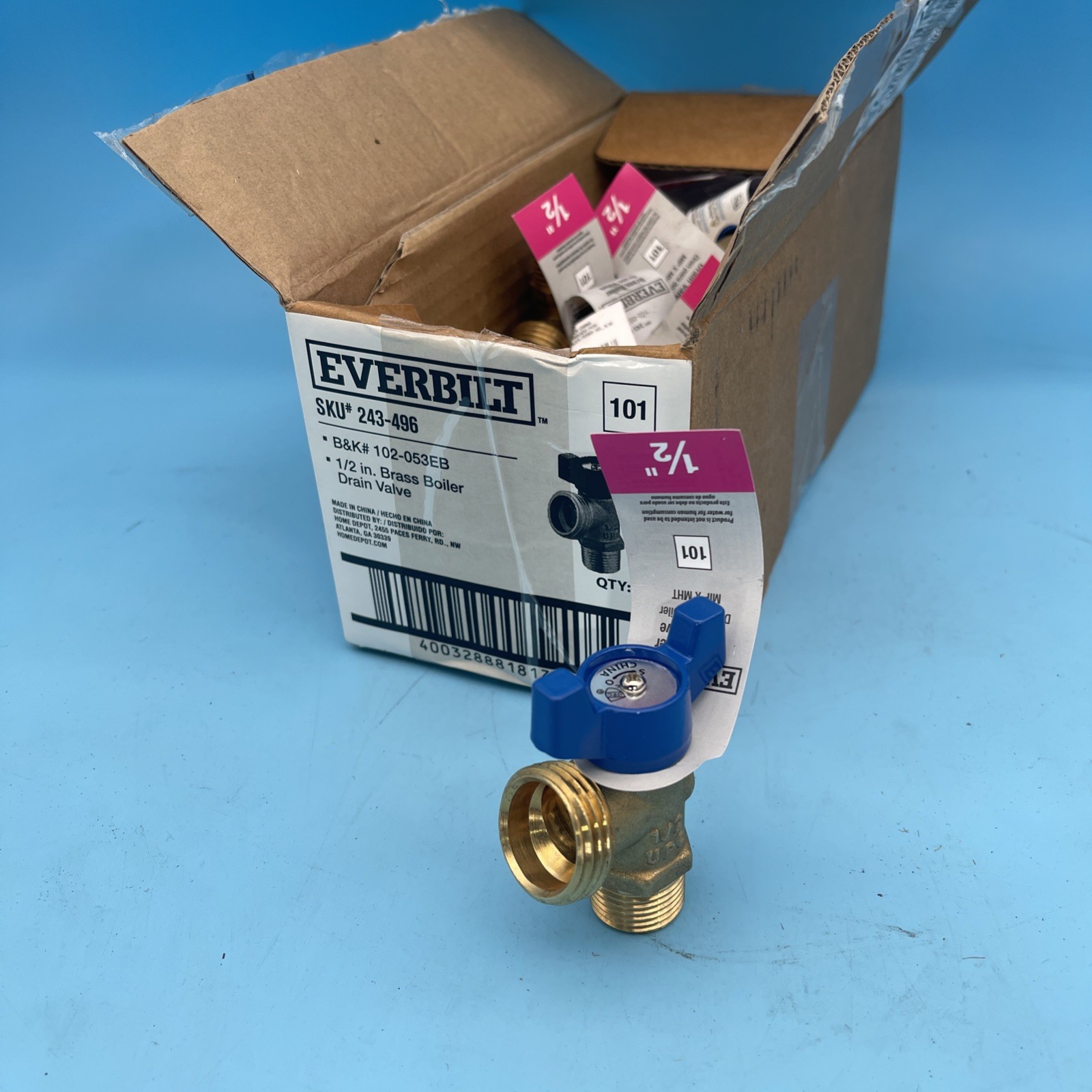 20 Pack Everbilt Brass Boiler Drain Valve 1/2″ MIP x MHT 102-053EB New