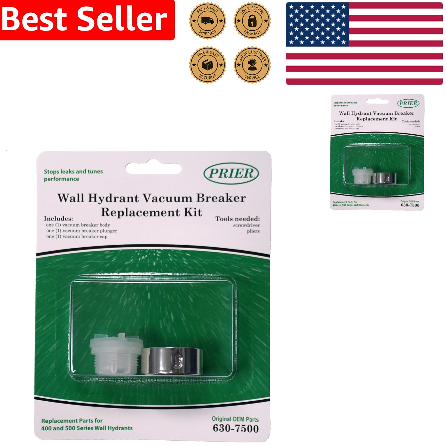 Vacuum Breaker Service Kit Prier 630-7500 ABS Plunger Bonnet Cap Wall Hydrant…