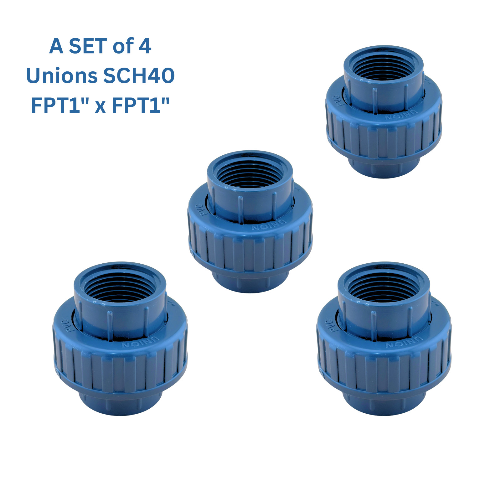 PVC UNION SCH40 (1″ FPT x 1″ FPT) Coupling; Grey Plastic BULK QTY Pipe Fitting