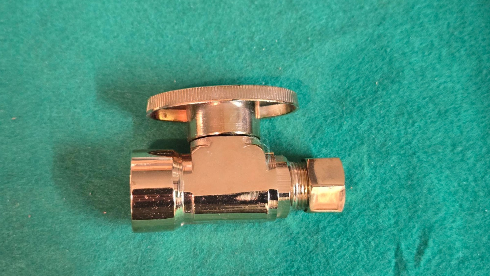 RARE KEENEY POLISHED GOLD PLATE 10 PC 1/2″COMPR X 3/8″OD 1/4 TURN STR STOP VALVE