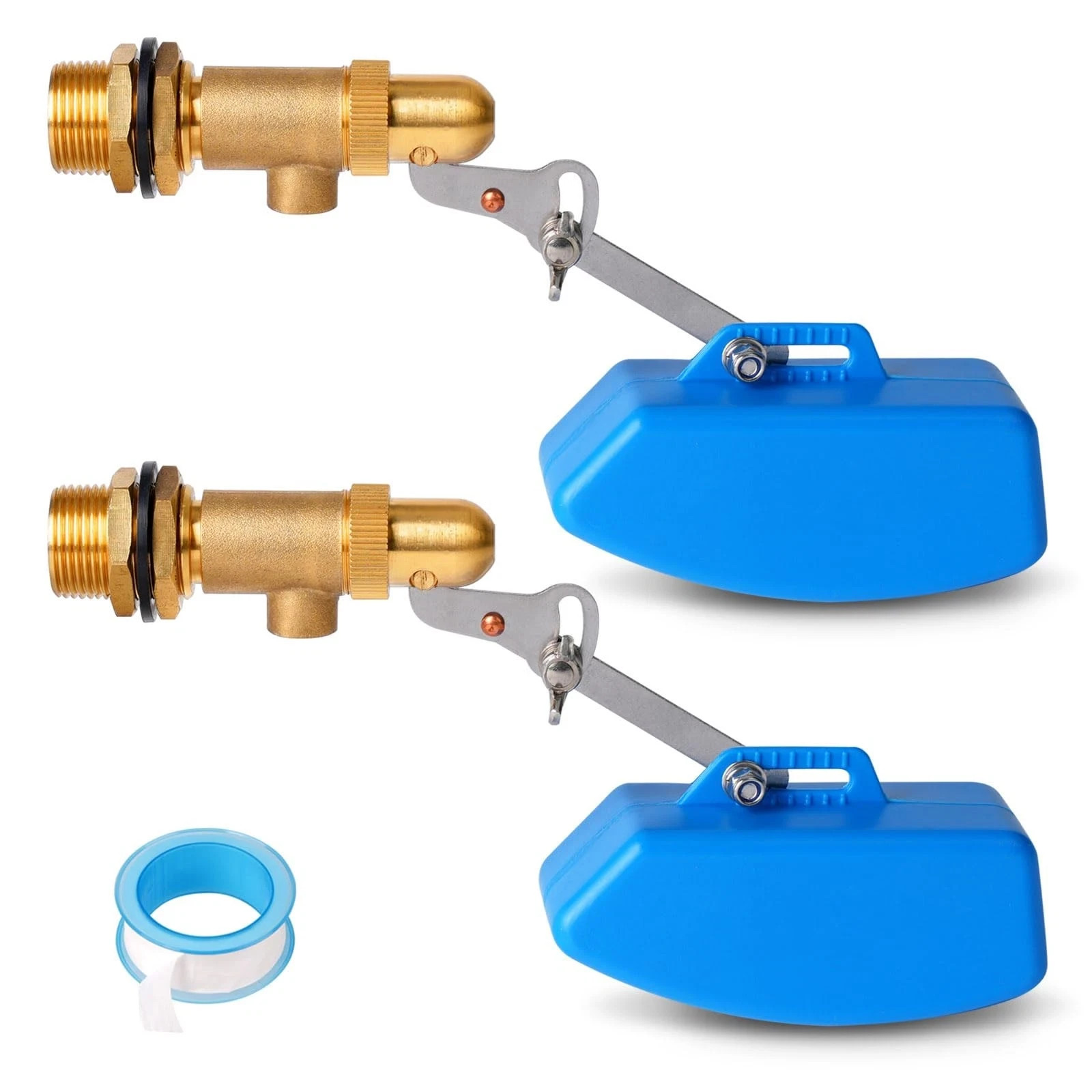 2 Pack Brass Float Valve 3/4 Inch, Livestock Water Tank Float Valve Switch Br