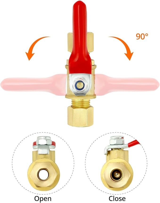 4 Pack 1/4” Compression Mini Ball Valves Lead-Free Brass Water Shutoff Valve Kit