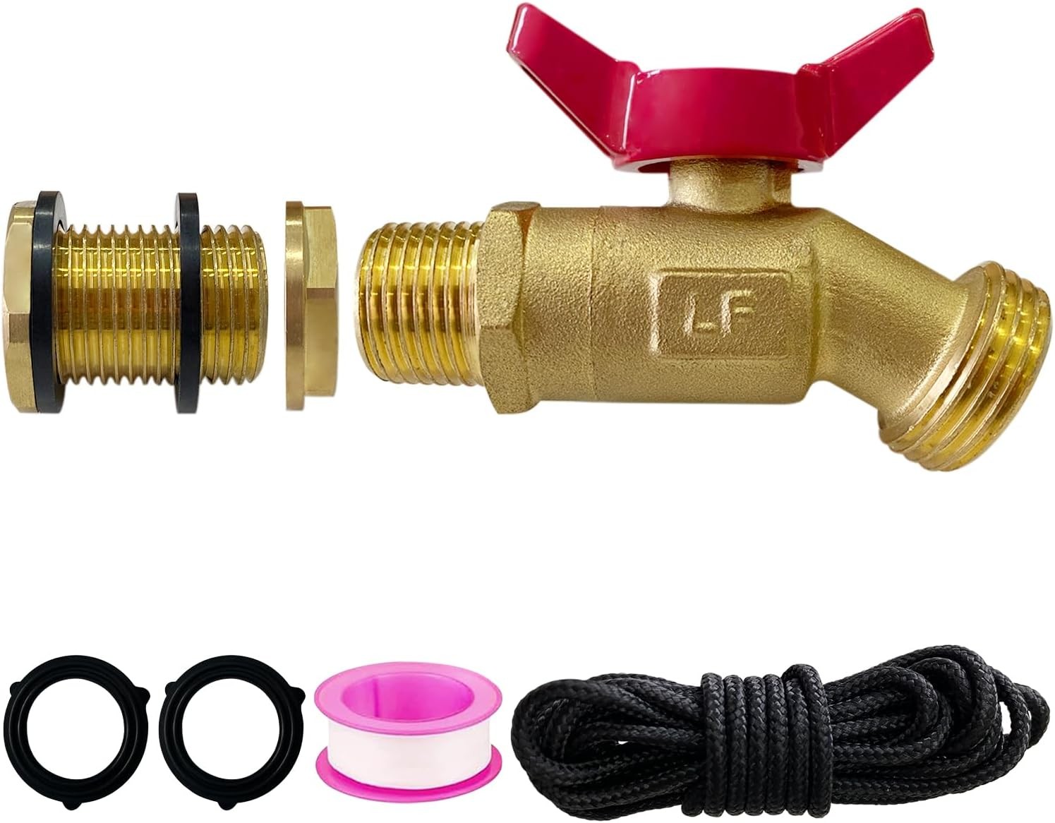Lead-Free Brass Rain Barrel Spigot Kit with 3/4″ GHT Hose Valve Connector