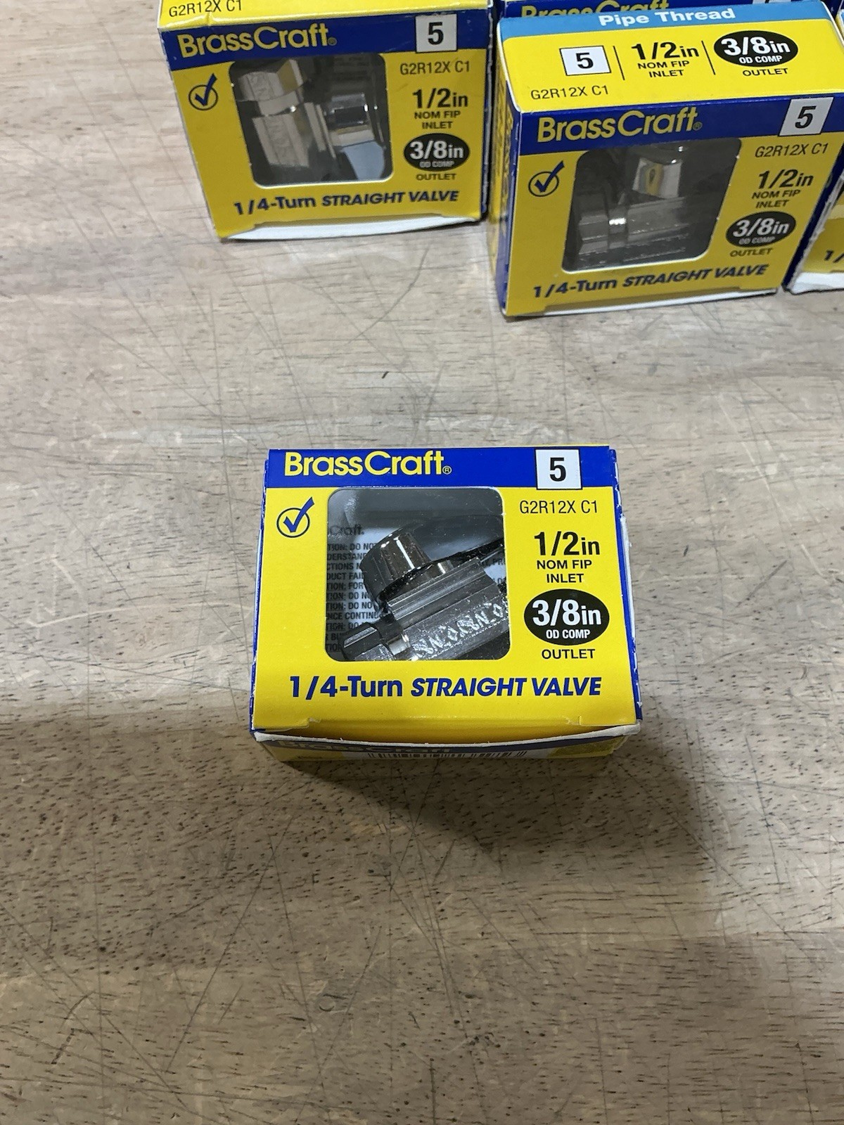 20-PK BrassCraft 1/2” x 3/8” 1/4-Turn Straight Valve G2R12X C1