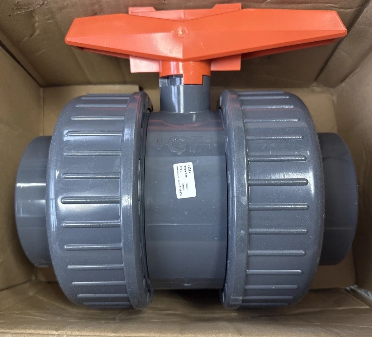 GF Piping Systems 161375010 4″ Manual Two-Way PVC Ball Valve, Straight, EPDM