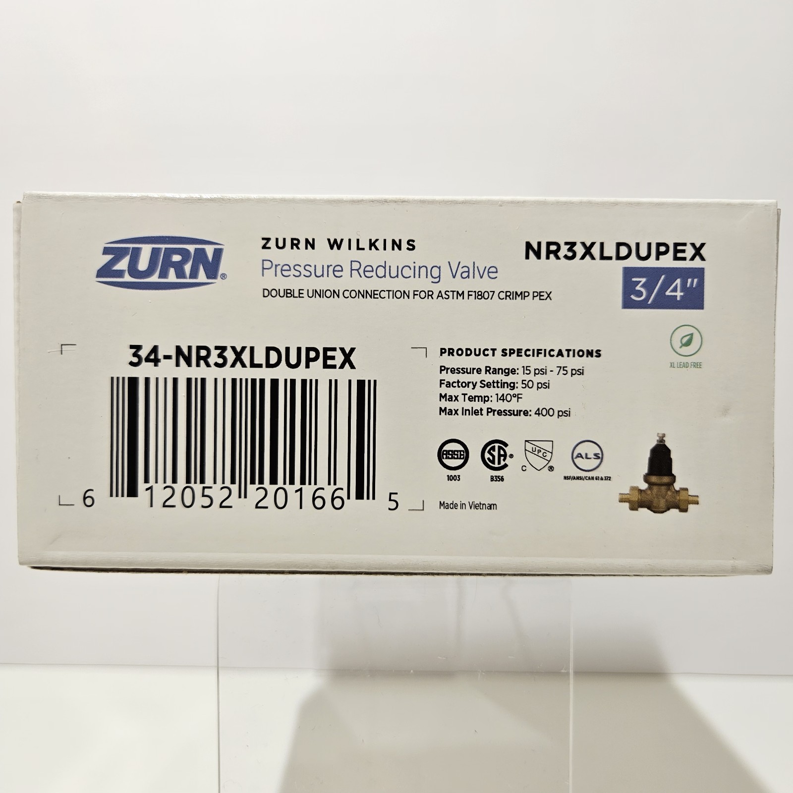 Zurn Pressure Reducing Valve 3/4″ Double Union Connection 34-NR3XLDUPEX – New