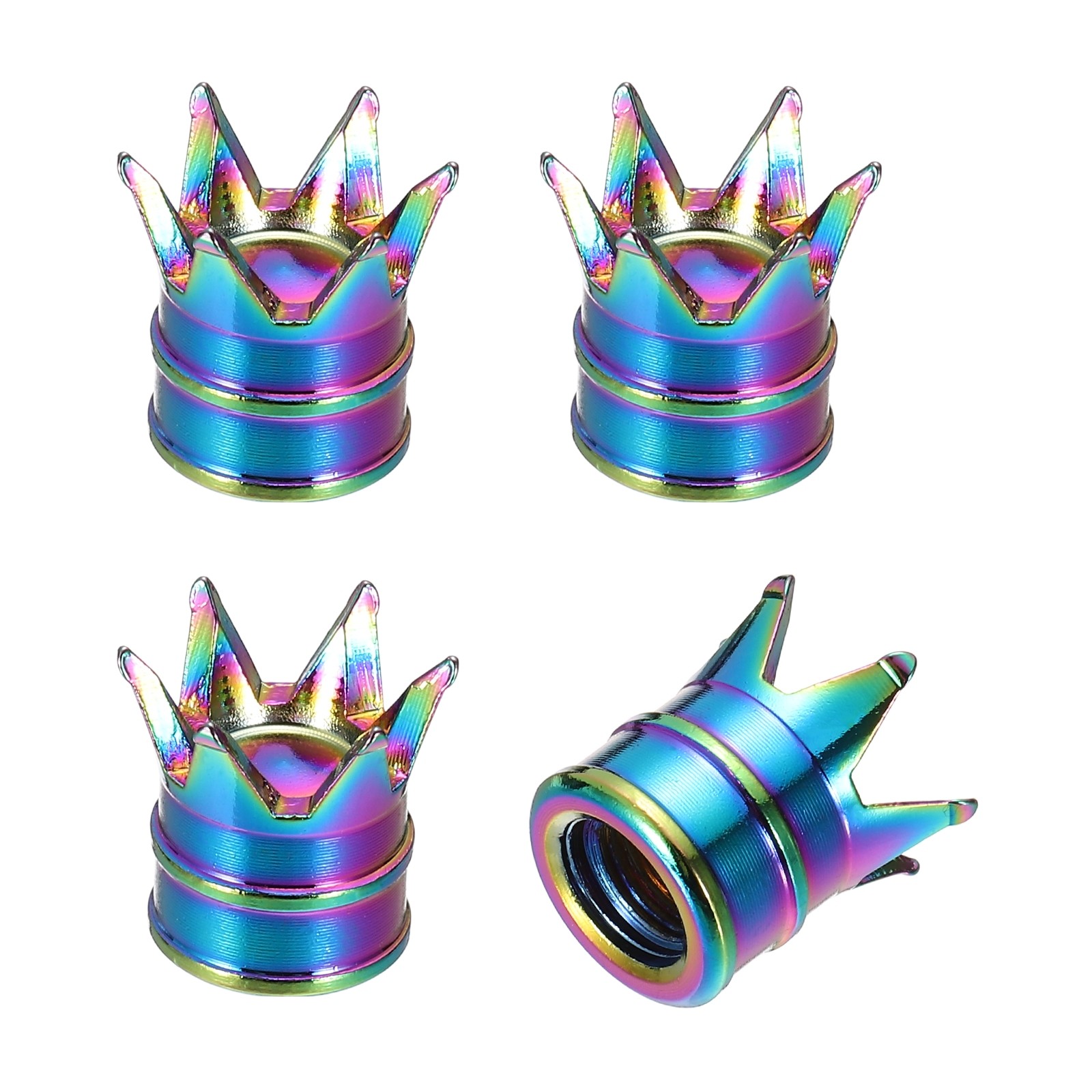 4Pcs Crown Style Tire Valve Stem Caps Aluminum Alloy Air Caps Cover, Colorful