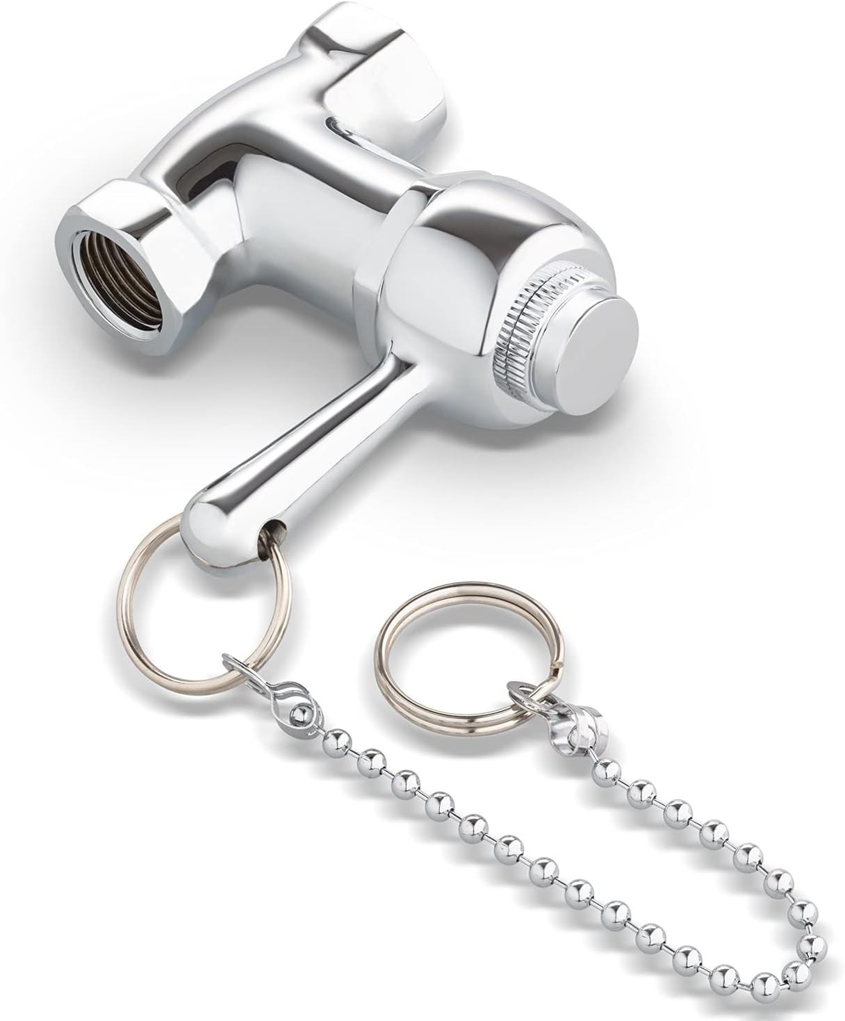 Self-Closing Shower Valve with Pull Chain, Chrome Finish, Indoor or Outdoor Use