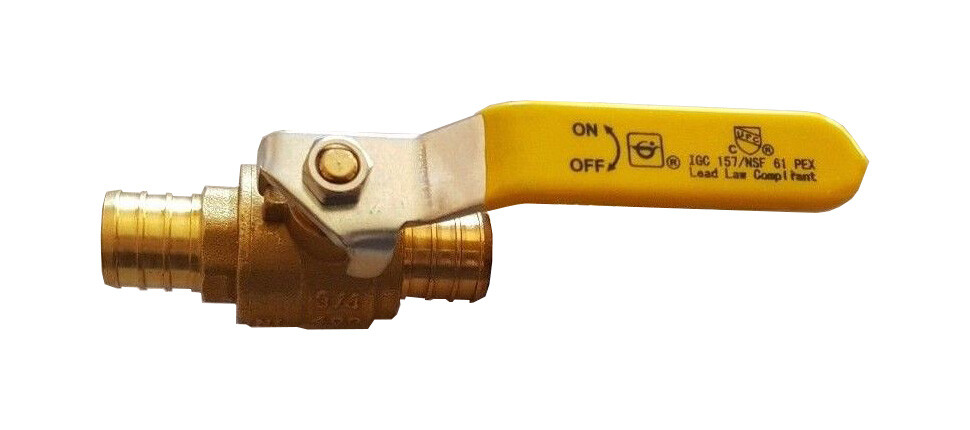 5 PIECES 3/4″ PEX BALL VALVE, FULL PORT (LEAD-FREE BRASS) 1/4 TURN