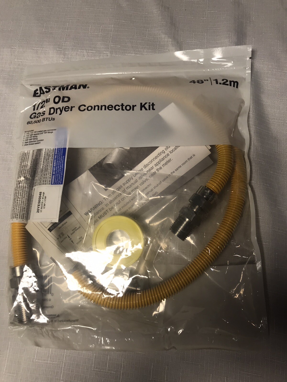 Eastman 1/2-in OD Stainless Steel Gas Dryer Connector Kit 4-ft 65531 Flex Line