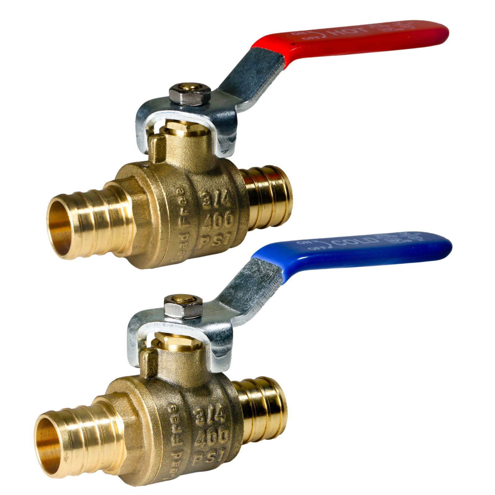 10 PIECES 3/4″ PEX SHUT OFF BALL VALVE, FULL PORT, LEAD FREE BRASS, HOT AND COLD