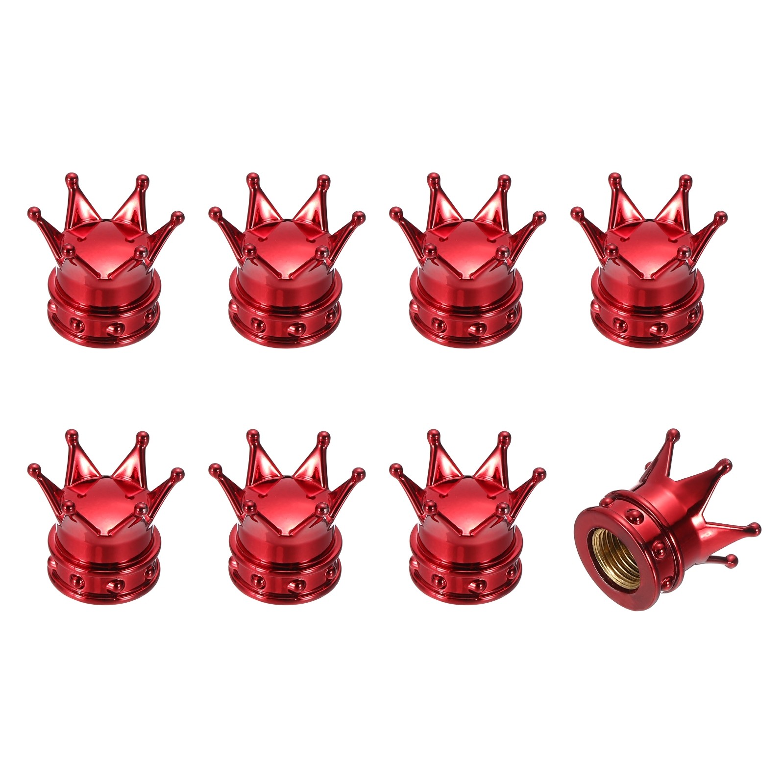 8Pcs Crown Style Tire Valve Stem Caps ABS Plastic Air Caps Cover, Red