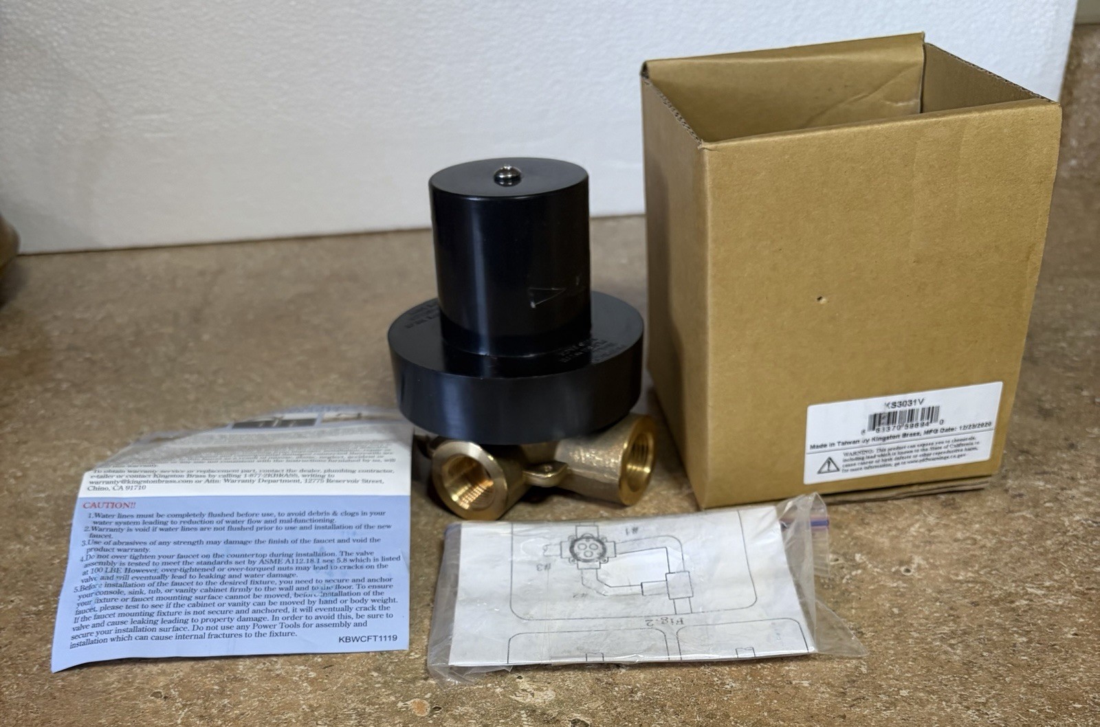 Kingston Brass KS3031V 3 Way Tub & Shower Diverter Valve 3-1/2″ New Open Box