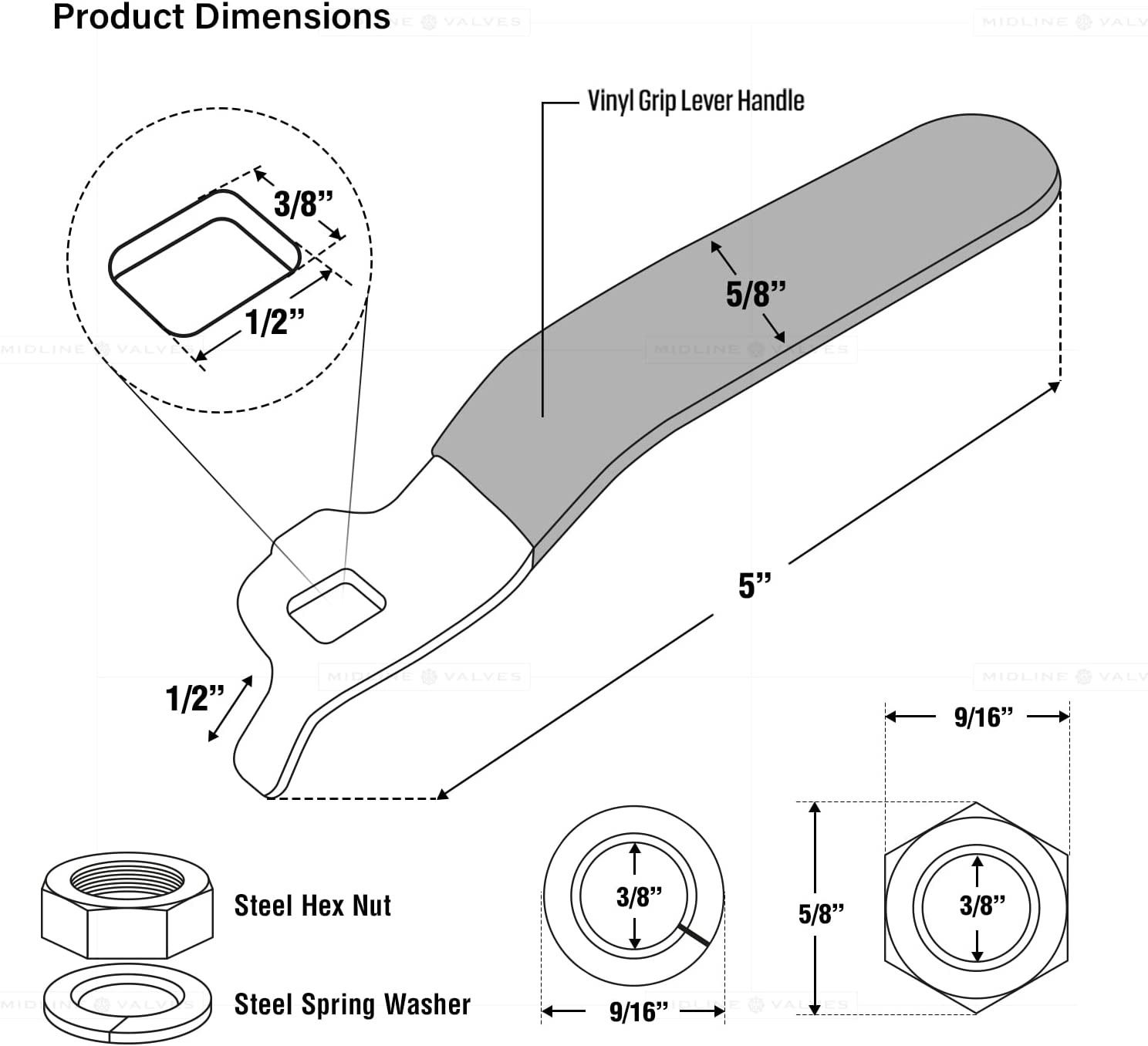 832AHSSN256 Replacement Lever Handle for 3/4 In. Ball Valve, Stainless Steel