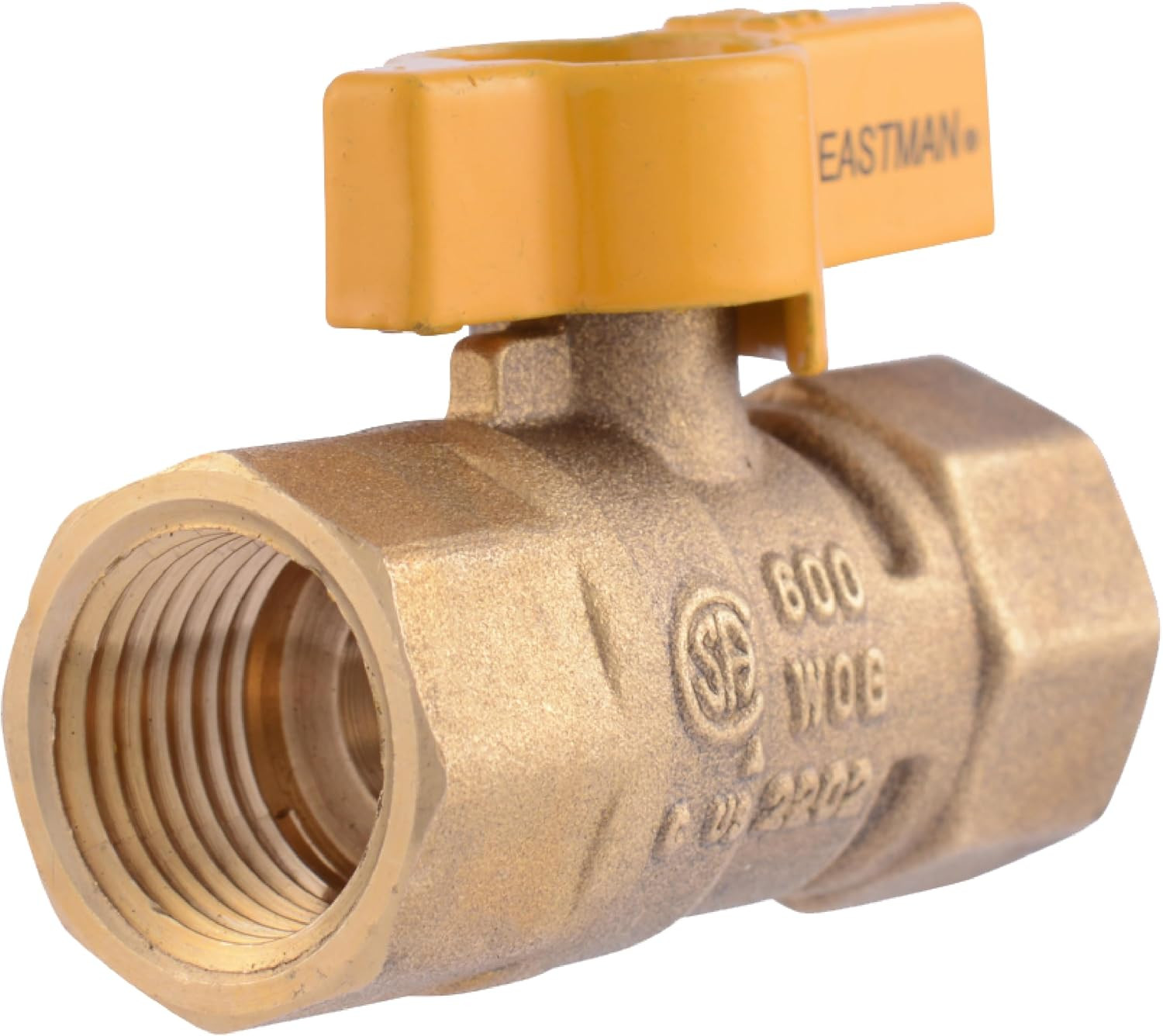Straight Gas Brass Ball Valve, 1/2 in FIP X 1/2 in FIP, 1/4-Turn Handle, 60009B