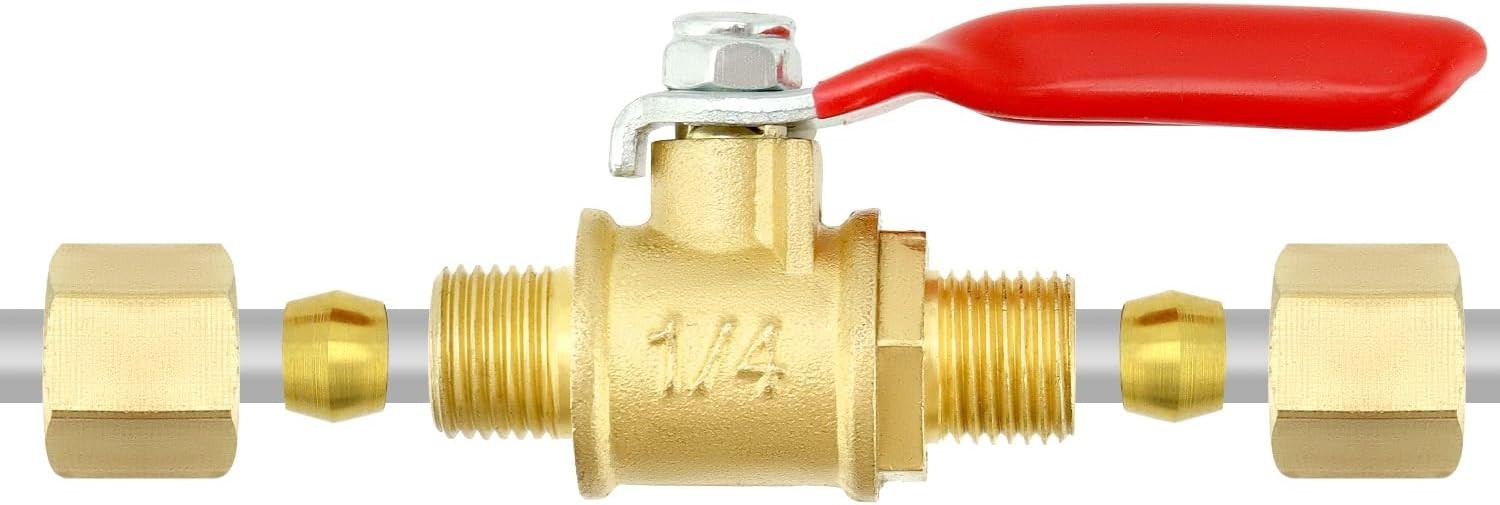 4 Pack 1/4” Compression Mini Ball Valves Lead-Free Brass Water Shutoff Valve Kit