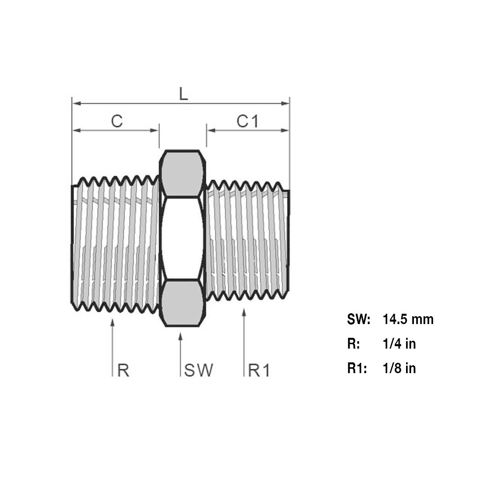 Tefen Fitting Pipe Reducing Nipple 3/4in. NPT x 1/2in. NPT 10 Pack