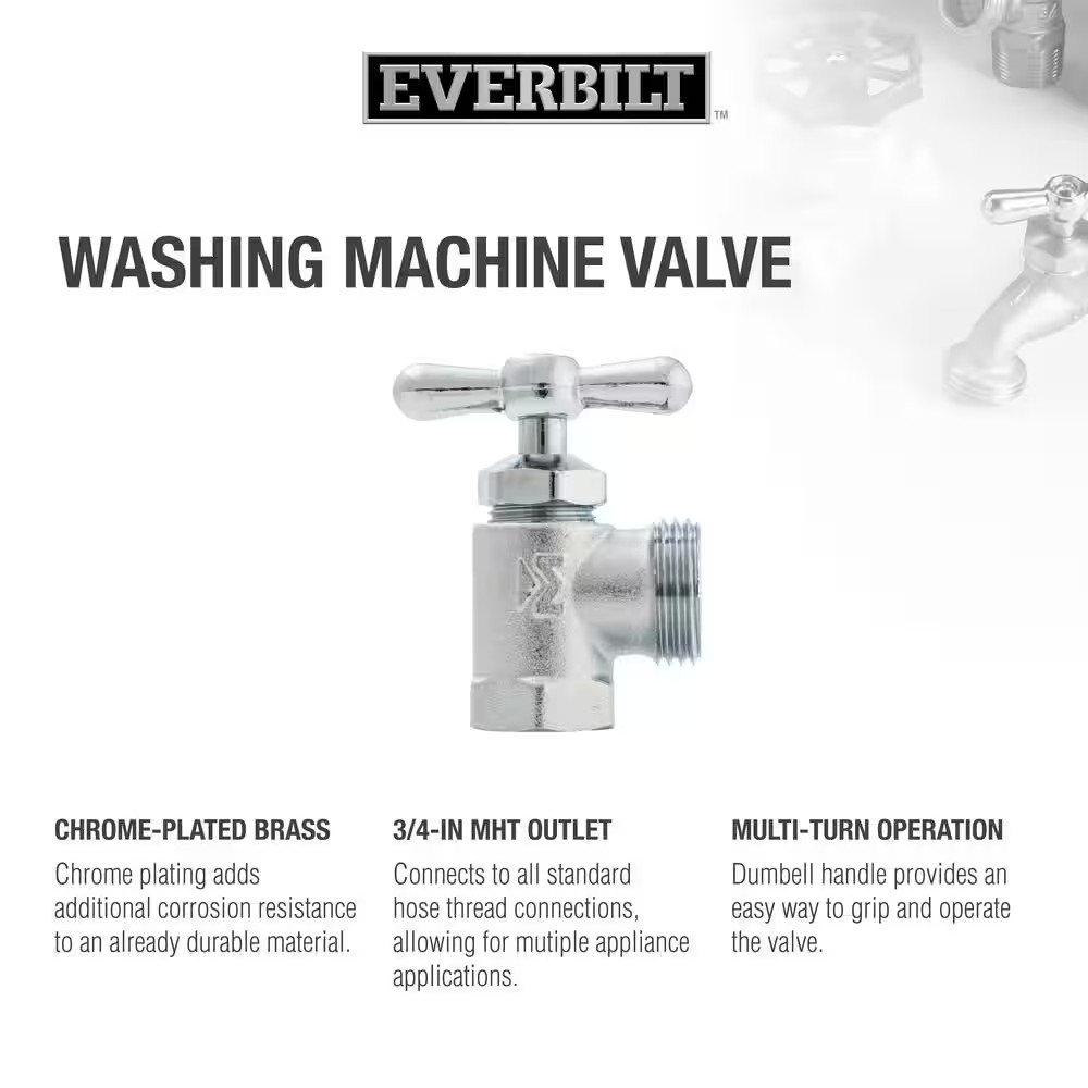 1/2 In. X 3/4 In. FIP X MHT Chrome-Plated Brass Front Operated Washing Machine V