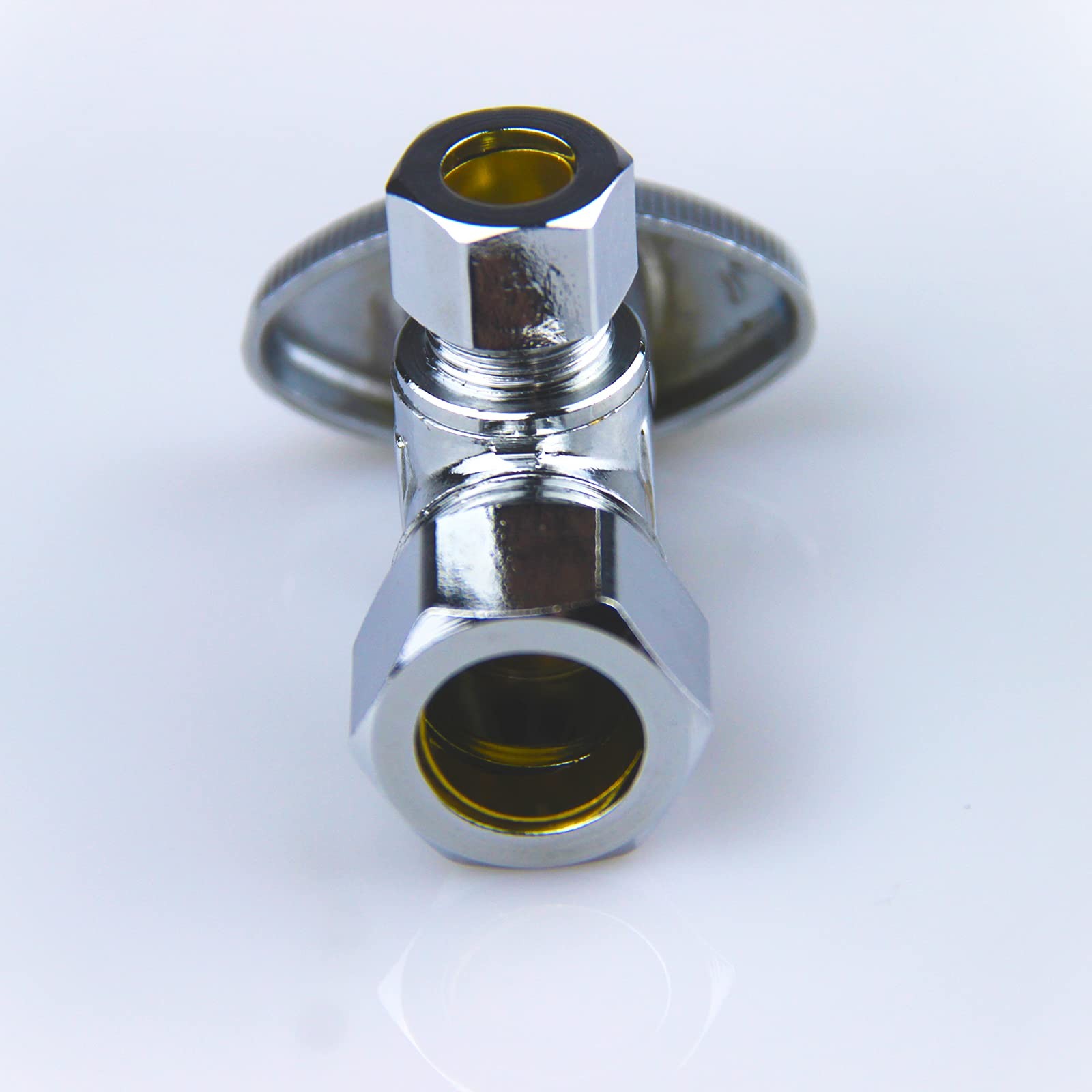 1/4 Quarter Turn Brass Angle Stop Valve 1/2″ NOM Inlet (5/8″OD Comp) x 3/8″ C…