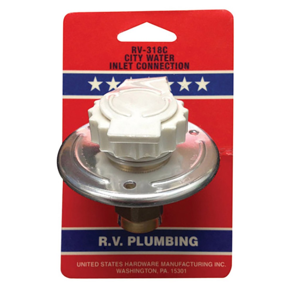 US Hardware RV-318C Brushed Aluminum City Water Inlet Connection 1/2 in.