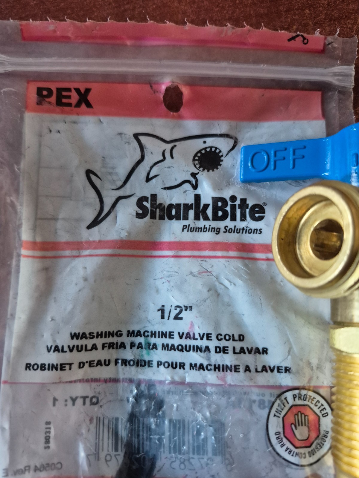 Shark Bite 24813A Brass 200 PSI Cold Washing Machine Valve 1/2 PEX Barb Plumbing