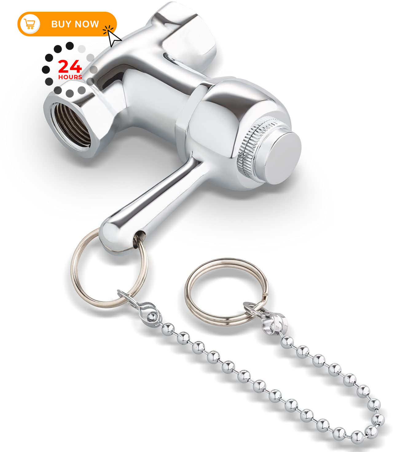Self-Closing Shower Valve with Pull Chain, Chrome, Indoor 0.5 inches, Chrome