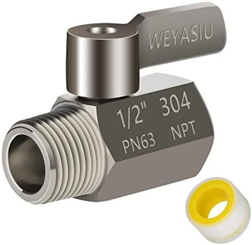 Shower Head Shut Off Valve with Long Handle Lever, 1/2″ NPT Stainless Steel |…