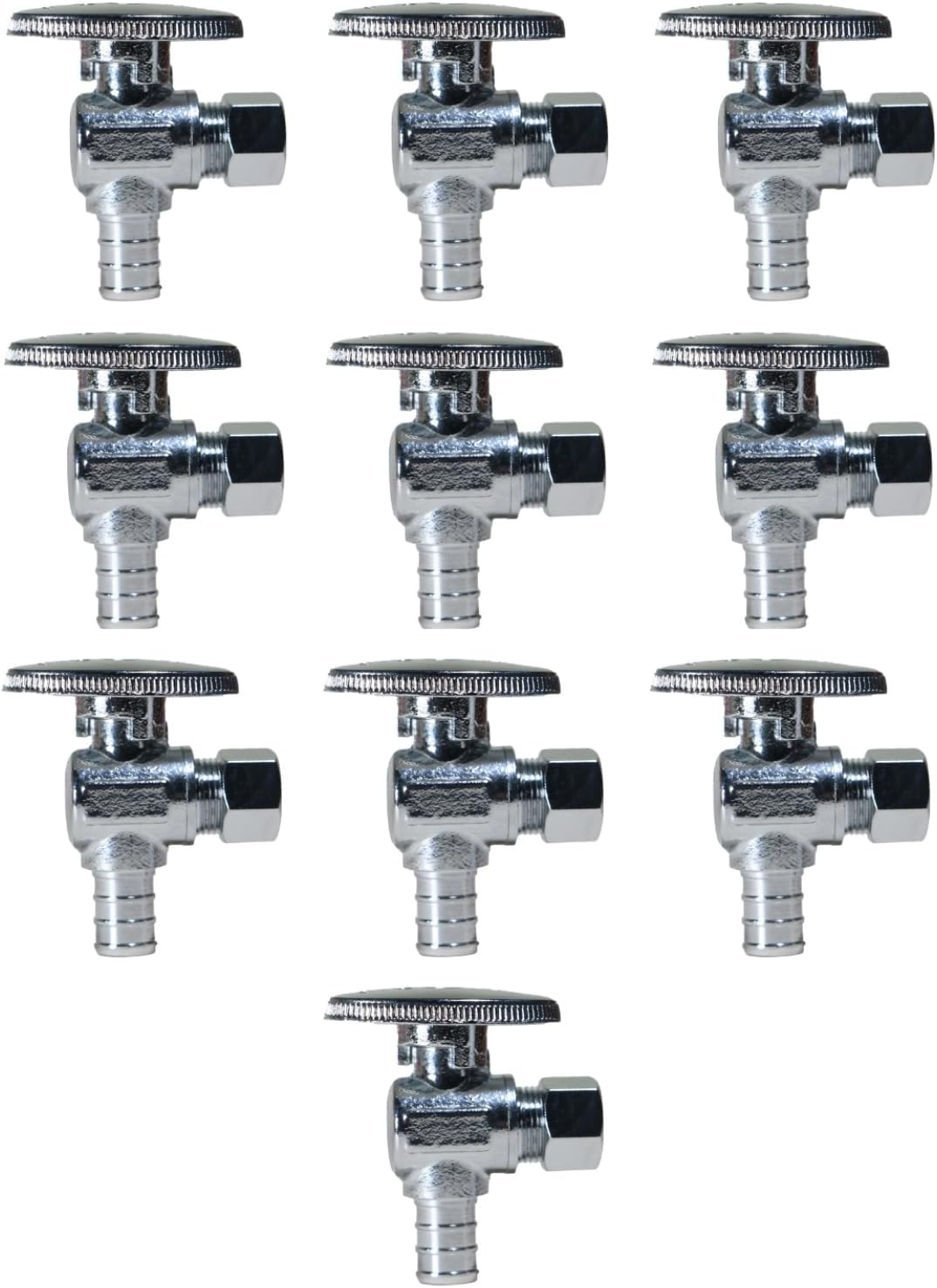 10 Pack XFITTING 1/2″ PEX-B x 3/8″ OD Compression Straight Stop Valve, Lead Free