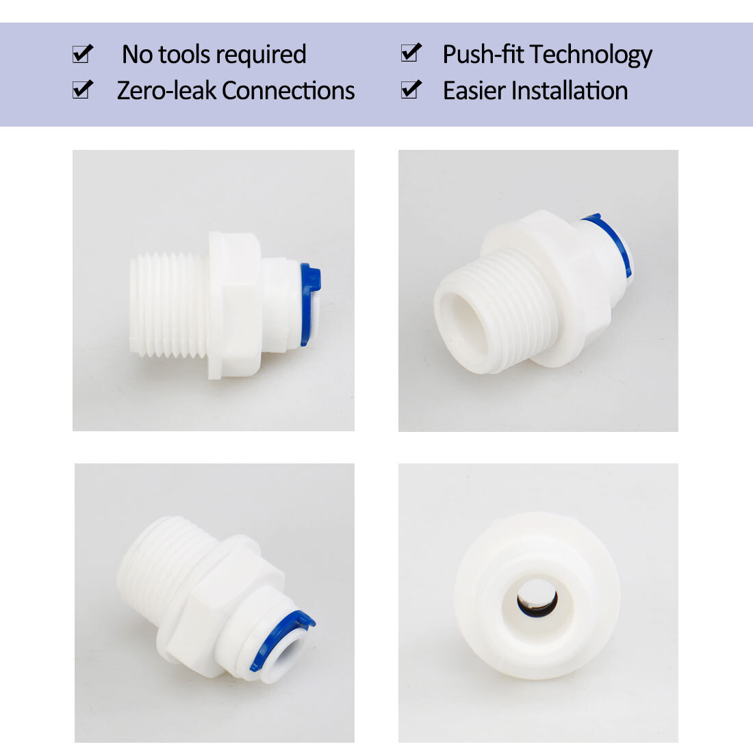 3/8 Inch BSP Male to 1/4 Tube OD Elbow Quick Connect Purifiers Fitting 5pcs