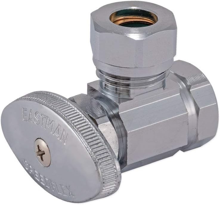 Multi-Turn Angle Stop Valve, 1/2 Inch FIP x 1/2 Inch Slip Joint Connection, C…