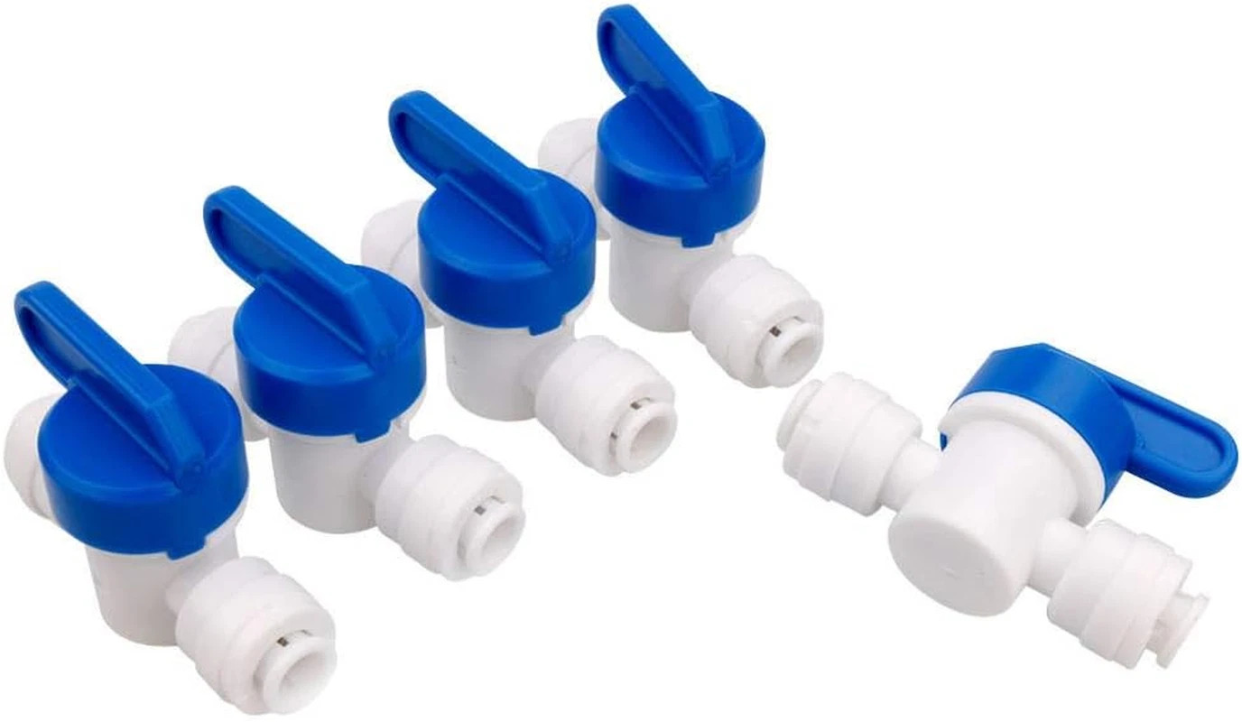 5 Pack 3/8 Inch OD Shut Off Ball Valve Plastic Quick Connect Fittings for Pipe