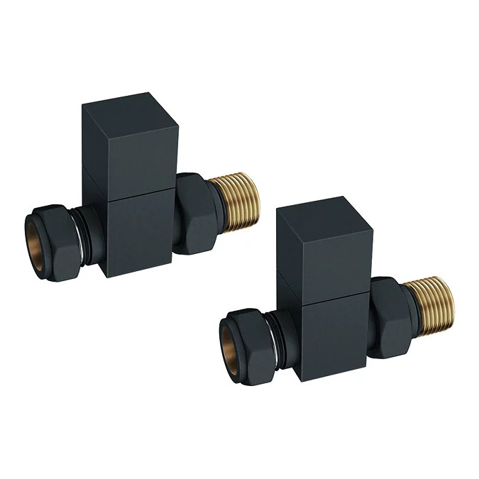 NWT victorianplumbing Arezzo Square Straight Radiator Valves – Anthracite