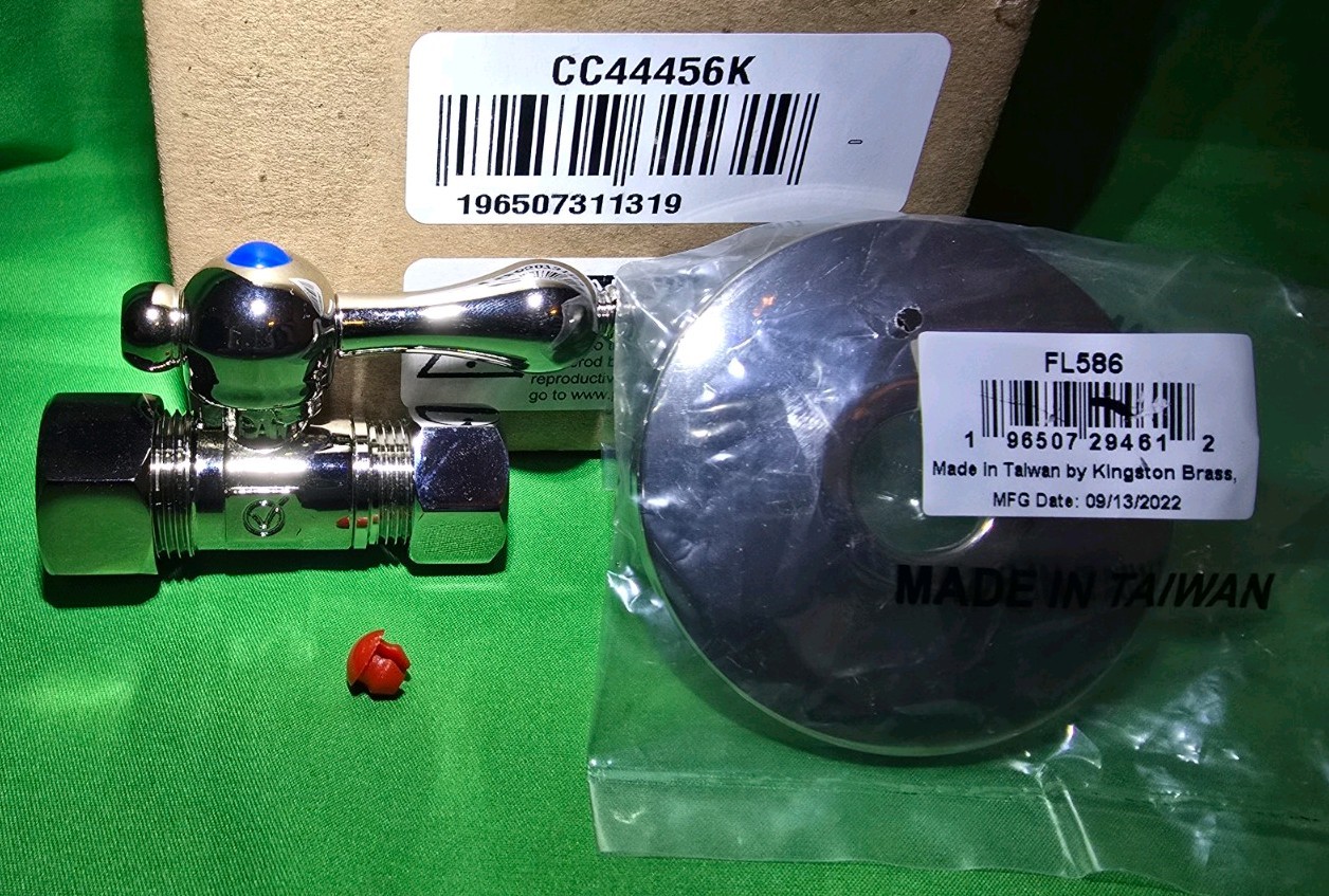 Kingston Brass Heirloom CC44456K Combo Shut Off Valve & Flange, Polished Nickel