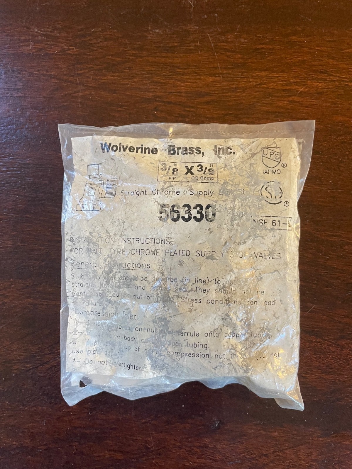 BRAND NEW Straight Stop Valve by Wolverine Brass #56330 3/8″ FIP X 3/8″ OD Comp